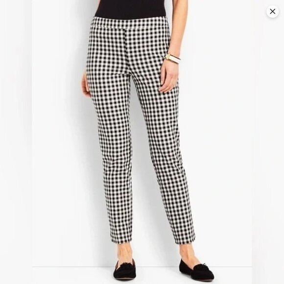 Talbots Chatham Black and White Gingham Stretch Ankle Pants - Picture 1 of 9